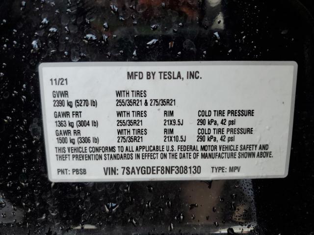 7SAYGDEF8NF308130 Tesla Model Y