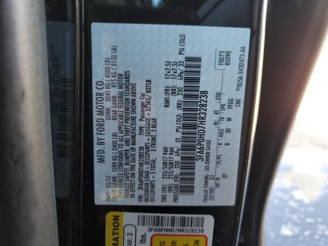 3FA6P0HD7HR328238 Ford FUSION SE