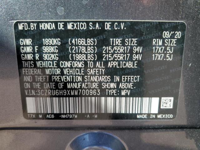 3CZRU6H9XMM700963 Honda Hr-v Touring
