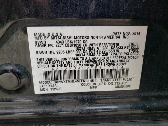 4A4AP3AU2FE017910 Mitsubishi Outlander Sport Es
