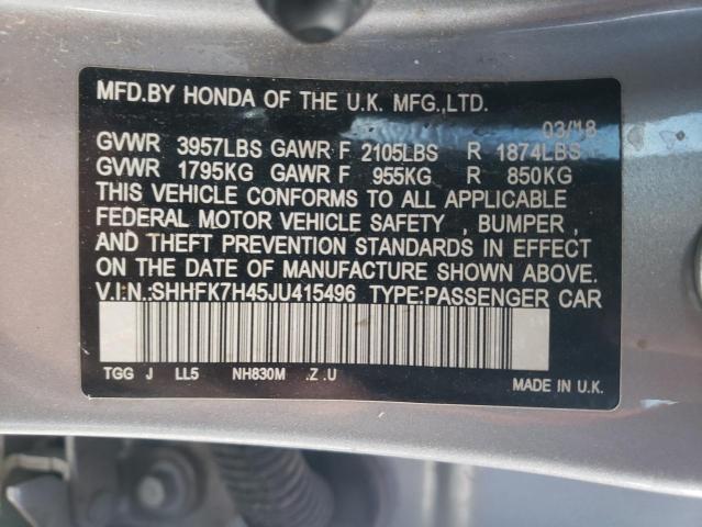 SHHFK7H45JU415496 Honda Civic Sport