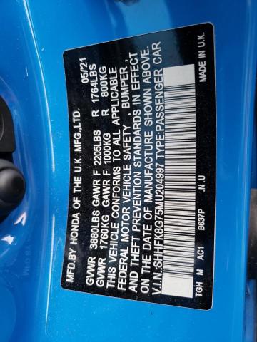 SHHFK8G75MU204997 Honda Civic Type-r Touring