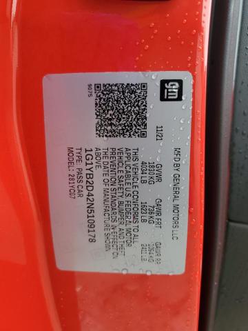 1G1YB2D42N5109178 Chevrolet Corvette Stingray 2lt
