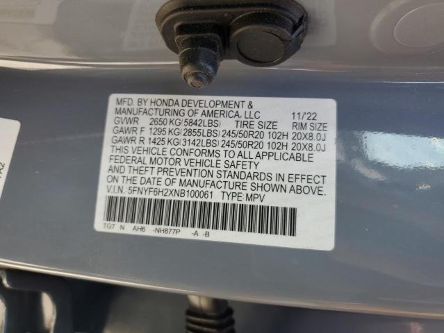 5FNYF6H2XNB100061 Honda PILOT SE