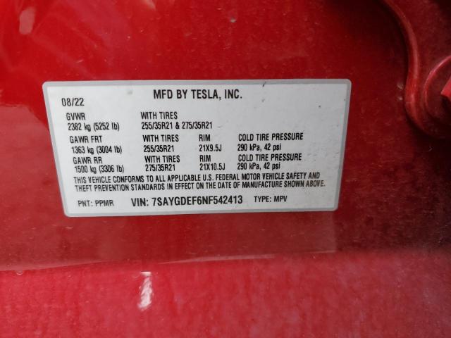 7SAYGDEF6NF542413 Tesla Model Y