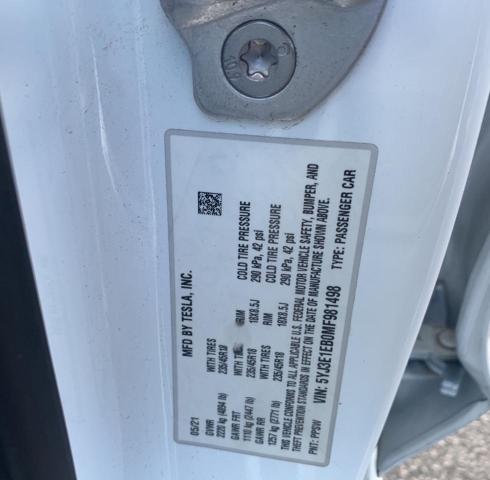 5YJ3E1EB0MF981498 Tesla MODEL 3