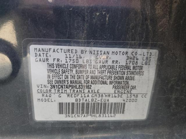 3N1CN7AP9HL831162 Nissan VERSA S