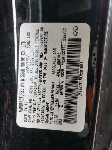 JN1EV7EL5KM291063 Infiniti Q60 PURE