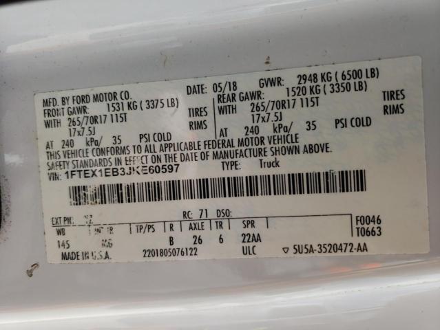 1FTEX1EB3JKE60597 Ford F150 Super Cab