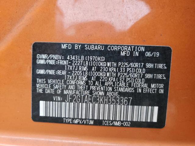 JF2GTAEC3KH353367 Subaru Crosstrek Premium