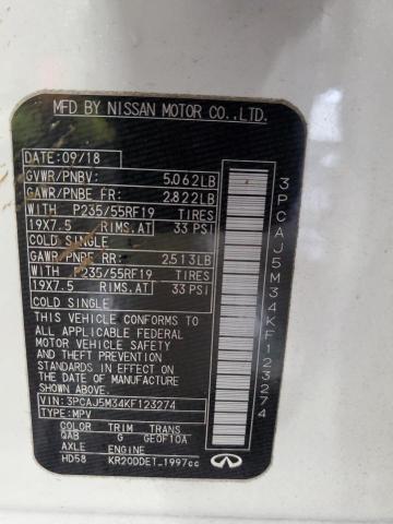 3PCAJ5M34KF123274 Infiniti Qx50 Essential