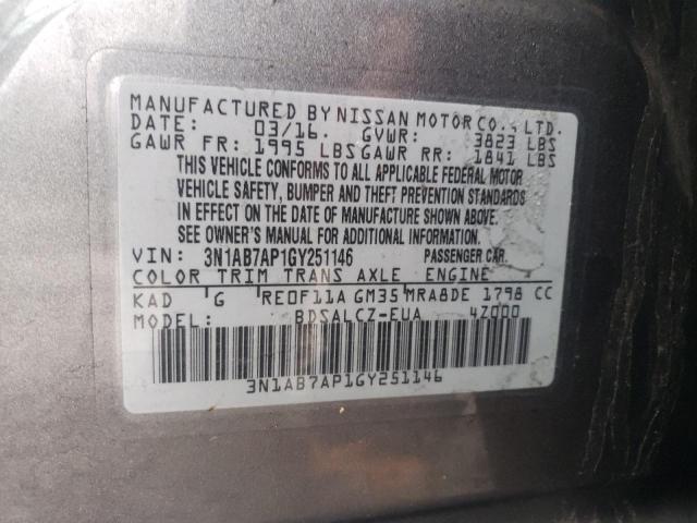3N1AB7AP1GY251146 Nissan SENTRA S