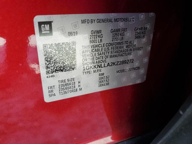 1GKKNLLA2KZ289272 GMC ACADIA SLE
