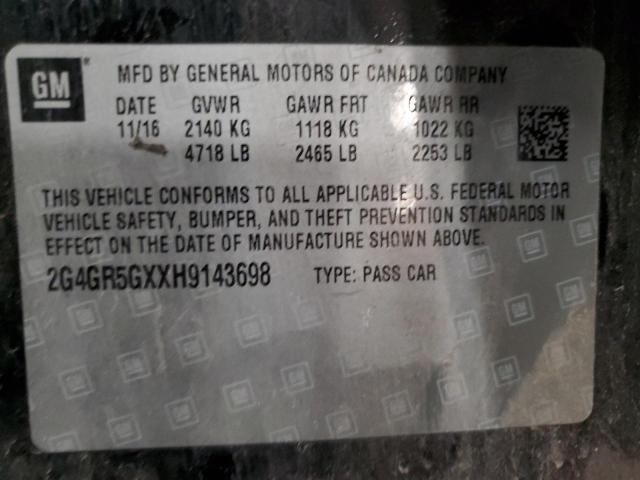 2G4GR5GXXH9143698 Buick Regal Premium