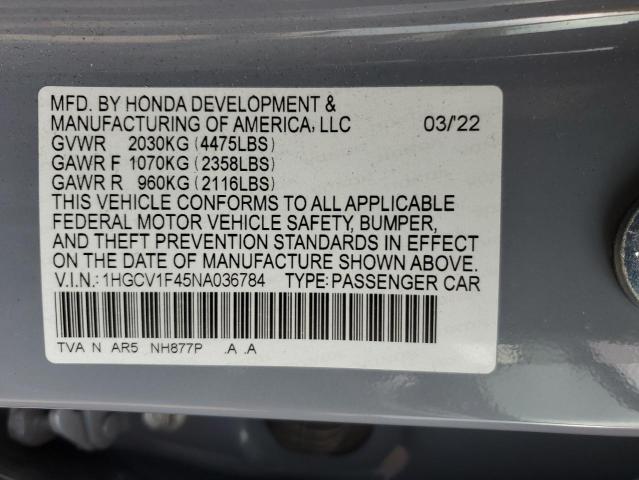 1HGCV1F45NA036784 Honda Accord Sport Se