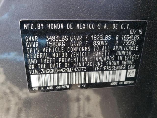 3HGGK5H42KM743273 Honda FIT LX