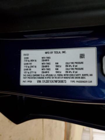 5YJ3E1EA7NF369873 Tesla MODEL 3