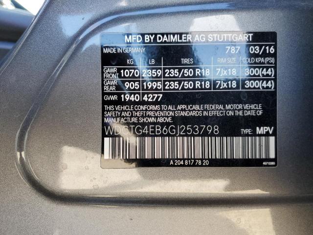 WDCTG4EB6GJ253798 Mercedes-Benz GLA 250