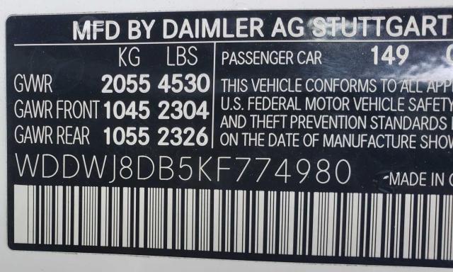 WDDWJ8DB5KF774980 Mercedes-Benz C 300