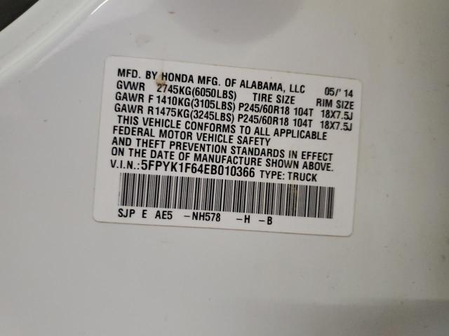 5FPYK1F64EB010366 Honda Ridgeline Rtl-s