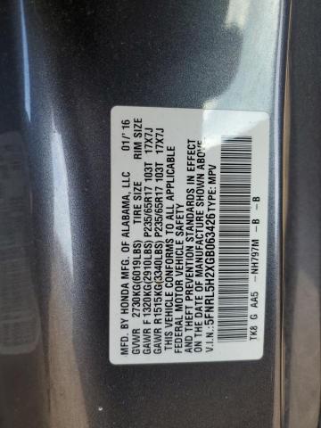 5FNRL5H2XGB063426 Honda ODYSSEY LX