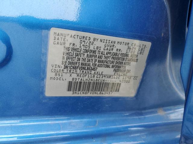 3N1CN8FV0NL863457 Nissan VERSA SR