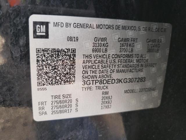 3GTP8DED3KG307283 GMC Sierra C1500 Slt