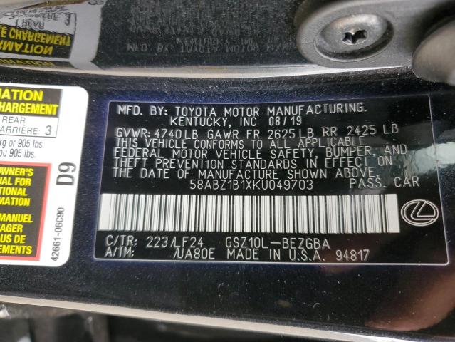 58ABZ1B1XKU049703 Lexus ES 350