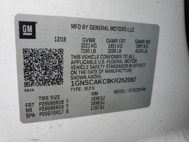 1GNSCAKC9KR252087 Chevrolet Tahoe C1500  Ls