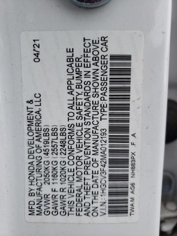 1HGCV3F42MA012193 Honda Accord Hybrid Ex