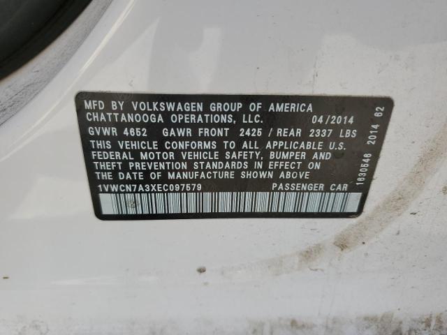 1VWCN7A3XEC097579 Volkswagen PASSAT SEL