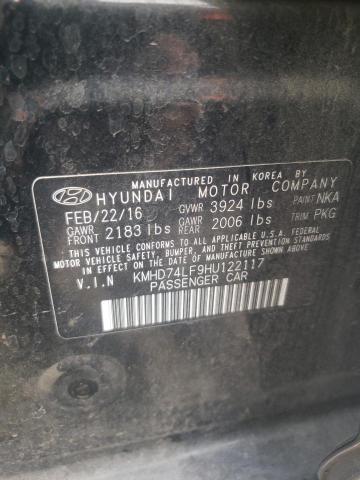 KMHD74LF9HU122117 Hyundai ELANTRA SE