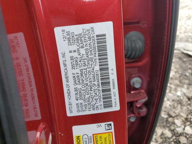 1HGCV3F54KA002612 Honda Accord Hybrid Exl