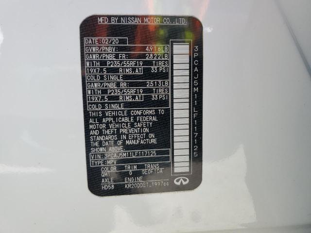 3PCAJ5M11LF117125 Infiniti Qx50 Pure