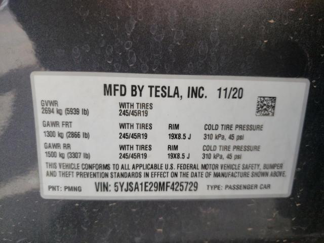 5YJSA1E29MF425729 Tesla MODEL S