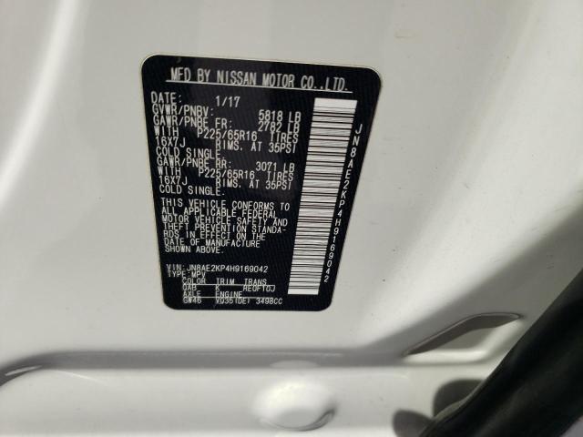 JN8AE2KP4H9169042 Nissan QUEST S