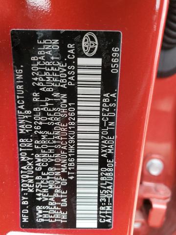 4T1B61HK9KU182601 Toyota CAMRY XSE