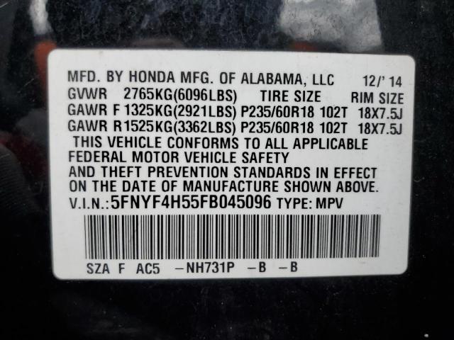 5FNYF4H55FB045096 Honda PILOT EXL