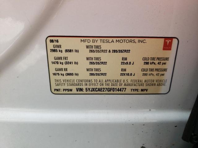 5YJXCAE27GF014477 Tesla MODEL X