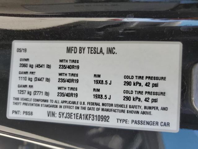 5YJ3E1EA1KF310992 Tesla MODEL 3