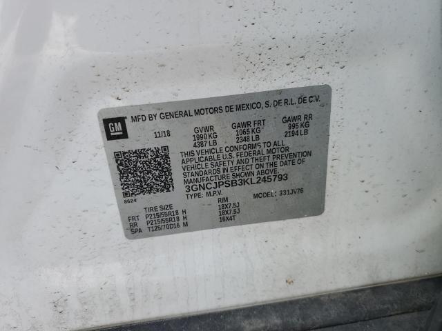 3GNCJPSB3KL245793 Chevrolet TRAX 1LT