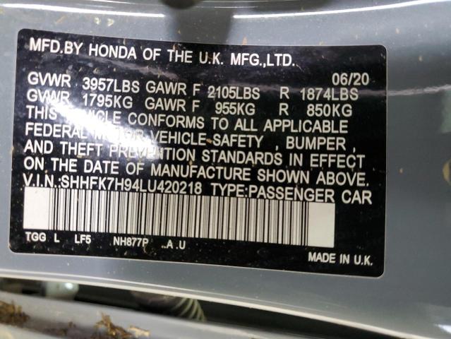 SHHFK7H94LU420218 Honda Civic Sport Touring