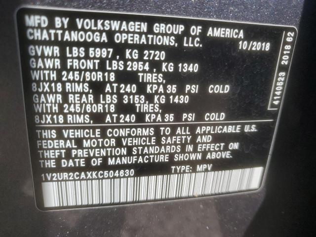 1V2UR2CAXKC504630 Volkswagen ATLAS SE