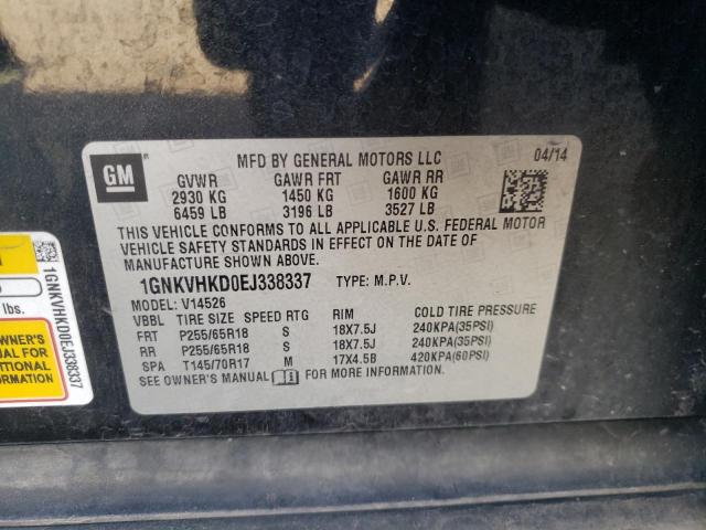 1GNKVHKD0EJ338337 Chevrolet Traverse Lt