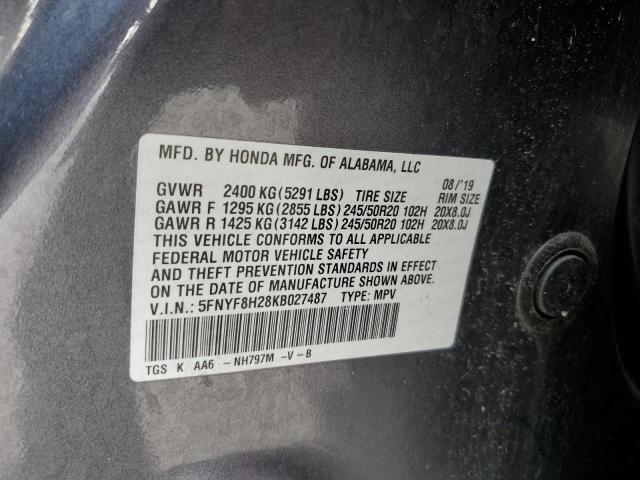 5FNYF8H28KB027487 Honda Passport Sport