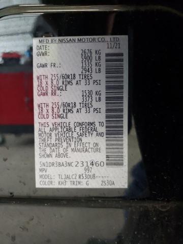5N1DR3BA3NC231460 Nissan Pathfinder Sv