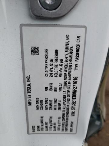 5YJ3E1EB0NF271616 Tesla MODEL 3