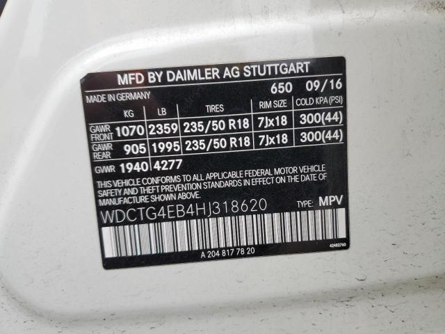 WDCTG4EB4HJ318620 Mercedes-Benz GLA 250