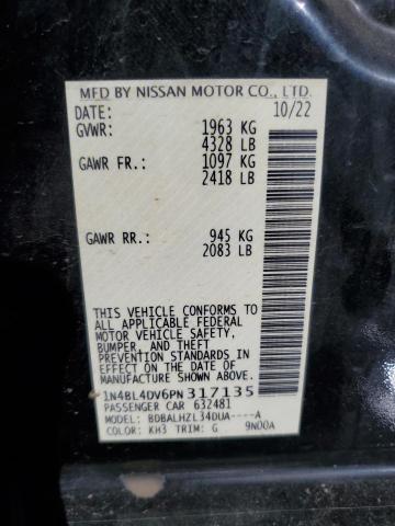 1N4BL4DV6PN317135 Nissan ALTIMA SV