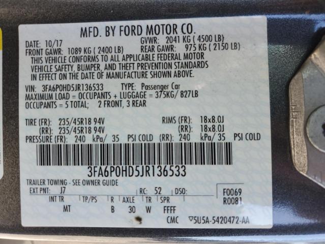 3FA6P0HD5JR136533 Ford FUSION SE